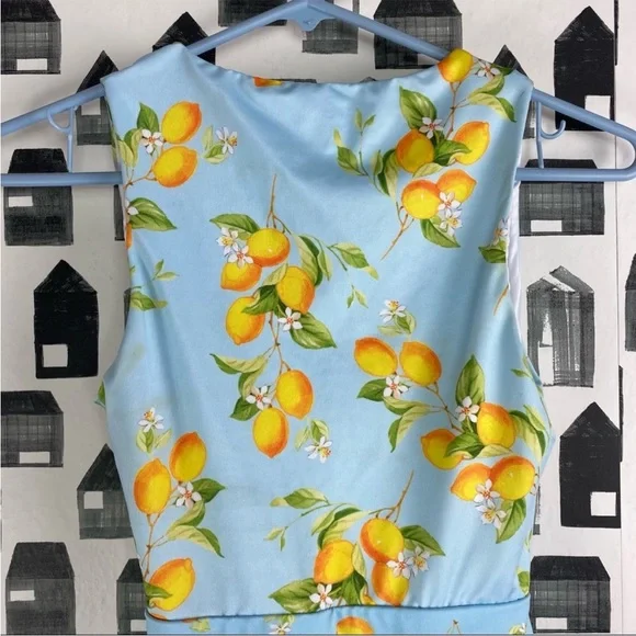 ASOS One piece Swimsuit Lemon Print Tie Back - Picture 3 of 5